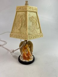 Resin Angel Lamp With Six Panel Shade
