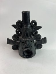 Barro Negro Mexican Pottery Figural Candle Incense Holder