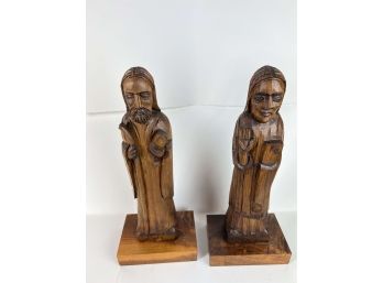 Pair Of Carved Wood Figures - Jesus And Mary? - 41 Bc