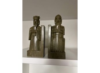 Pair Of Carved Stone Wisemen Book Ends