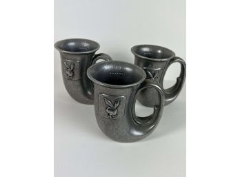 Lot Of 3 Playboy Pewter Horn Mugs Carson's - 16 Bc