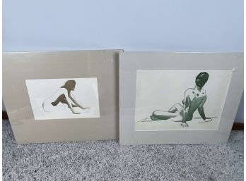 Nude Pen And Ink Drawing By Hubert Buel  1 Similar Studies - 67 Bc