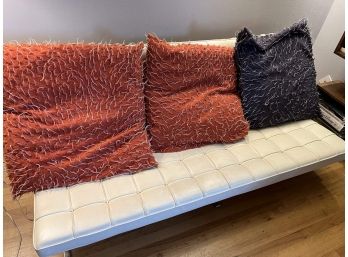 Classic MCM Barcelona Style Couch With Throw Pillows