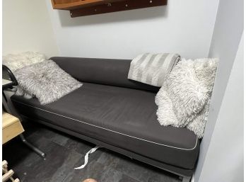 Modern Gray Couch / Daybed / Futon With Accent Pillows