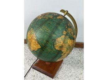 Vintage Cram's Unrivalled Terrestrial Light Up Globe On Wood Base - 132 Bc