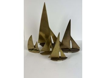 Large Lot Of Enesco Mid Century Brass Sailboats  Others
