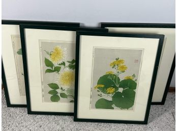 Lot Of 4 Chinese Floral Framed Prints - 134 Bc