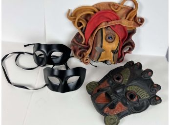 Mask Lot - Leather Mardi Gras, Carved Wood, And Classic Eye Masks - 45 Bc