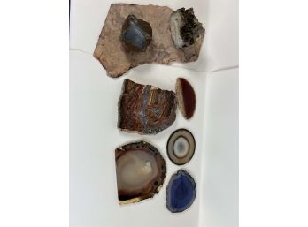 Large Lot Of Polished Agate Slabs, Geode And Other Mineral Specimen - 24 BC