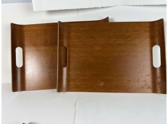 Pair Of Levenger Bent Wood Trays - 49 Bc
