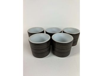 Lot Of 5 Pyrex Terra Handless Mugs With Wood Effect - 43 Bc