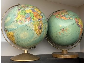Pair Of Vintage Globes - Replogle 12' Reference   Replogle World Nation Series