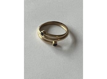 14k Gold Wrap Ring With Stones - Marked LHC 14k