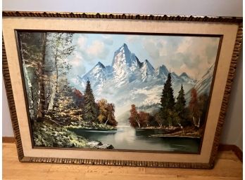 Original Oil Painting Signed Schaffer Of A Striking Mountain Scene