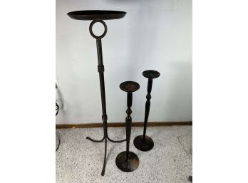 Lof Of 3 Large Decorative Metal Candle Stands - 75 Bc