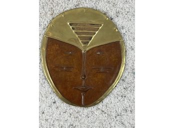 Solid Brass Head Plaque Signed M Fage Costa Rica - 129 Bc