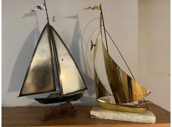 Pair Of Mid Century Brass Sailboats - DeMott  Other - 143 Bc