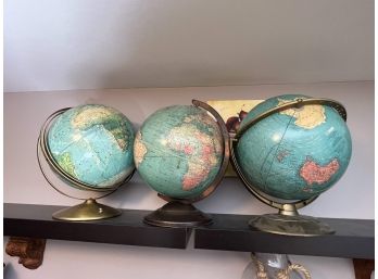 Lot Of 3 Vintage Globes - Cram's   Replogle Standard   Rand McNally World Portrait