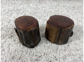 Set Of Live Edge Carved Wood Salt And Pepper Shakers - 94 Bc