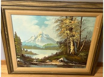 Original Oil Painting Of A Mountain Scene By George Steves