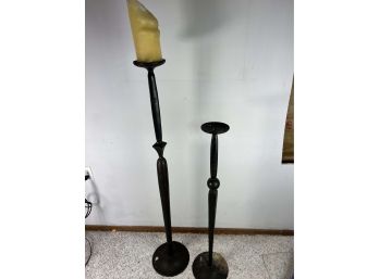 Pair Of Large Metal Decorative Candle Holders - 82 Bc
