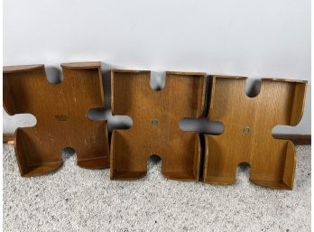 Lot Of 3 Globe Wernicke Bent Wood Desk Trays - 97 Bc