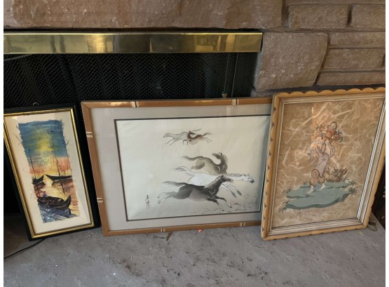 3 X Asian Theme Picturses  In Frames