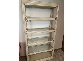 Large Painted Bamboo And Glass Shelves