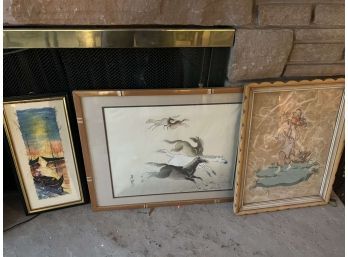 3 X Asian Theme Picturses  In Frames