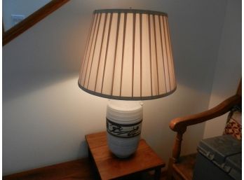 Vintage Art Pottery Lamp With Restoration Hardware Shade