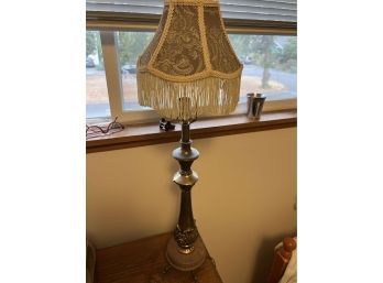 Vintage Metal And Stone Lamp With Shade