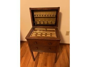 Vintage Hinge Top Sewing Chest / Stand With Inserts
