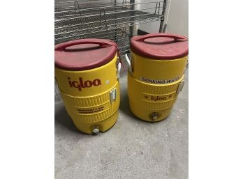 Pair Of Igloo 5 Gallon Yellow Coolers