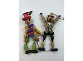 Pair Of Wood Toy Figures Made In Austria