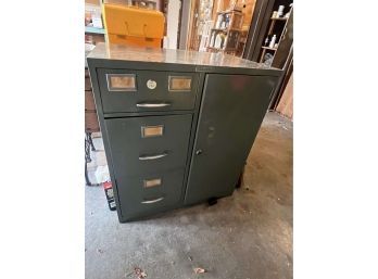 Vintage Tower Metal Cabinet / File / Drawer With Key