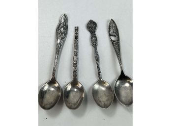 Lot Of 4 Sterling Silver Collector's Spoons - Tacoma, Spokane, DC
