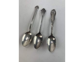 Lot Of 3 Sterling Silver Spoons - Antique