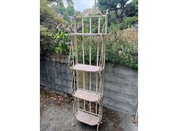 Large Metal And Cane Folding Shelves / Plant Stand