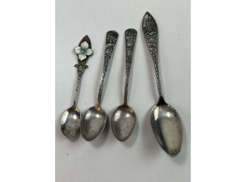 Lot Of 4 Sterling Silver Collector's Spoons - Glacier National Park, Chicagoe, Salt Lake