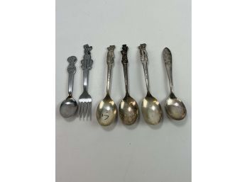 Lot Of 6 Collector's Spoons - Snoopy, Pluto, Mickey, Yogi