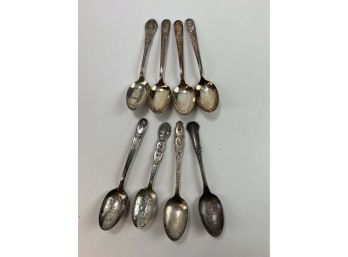 Lot Of 8 Collector's Spoons - Famous People / Places