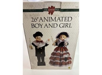 Traditions 26' Animated Boy And Girl Christmas Decor - Tested And Working