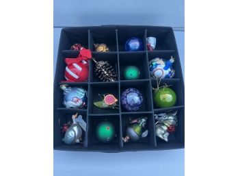 Tray Of Christmas Ornaments - Goose, Snowman, Cardinal, Kitty, More