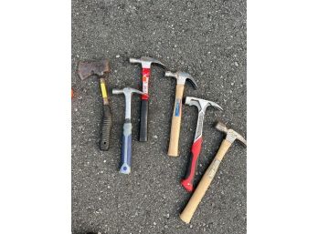 Large Lot Of Claw Hammers Plus Hatchet