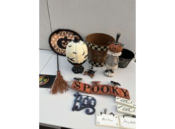 Halloween Lot - Figures, Plaques, Broom, Buckets, SCF,