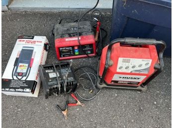 Lot Of Battery Chargers And Load Tester