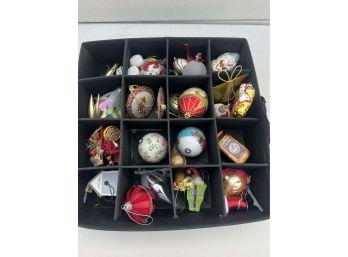 Tray Of Christmas Ornaments - Diver, Cigar, Osterich, Fire Hydrant, Lauschaer, Inge-glas