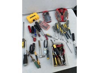 Large Lot Of Screwdriver, Bits And Misc Tools