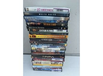 Large Lot Of DVDs - 27 Dresses, Last Samurai, Knights Tale, Mama Mia, Shooter, More