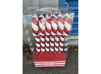 Set Of 6 Shatterproof Candy Cane Ornaments